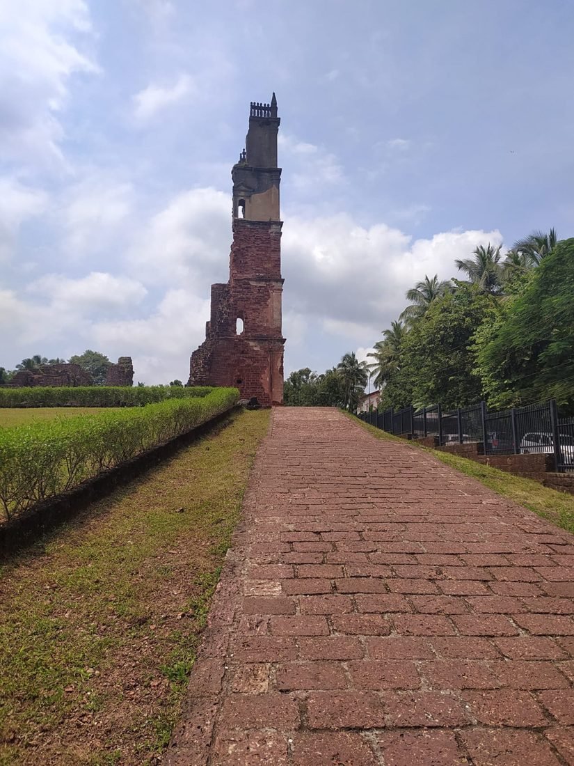 The ruined bell tower of St Augustine's church in Old Goa